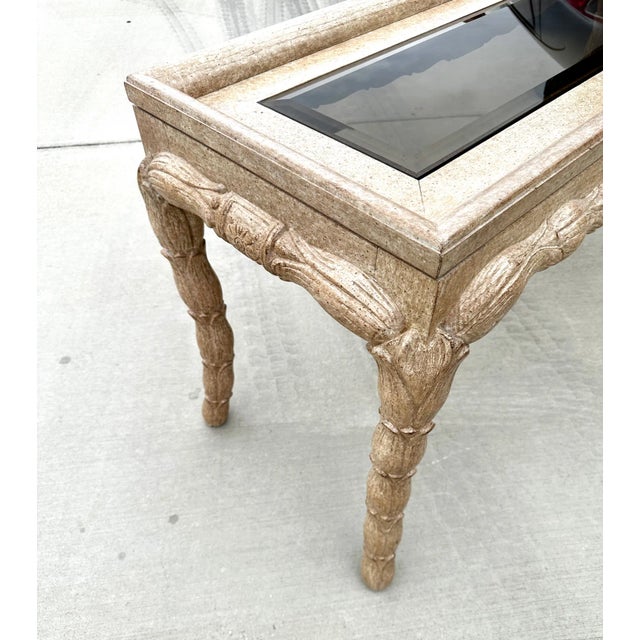 Kreiss Style Carved Flower Petal Leg Console Table For Sale - Image 9 of 10