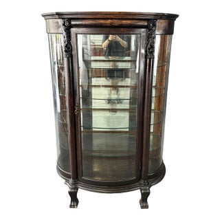 Early 1900s Curio Cabinet With Paw Feet For Sale