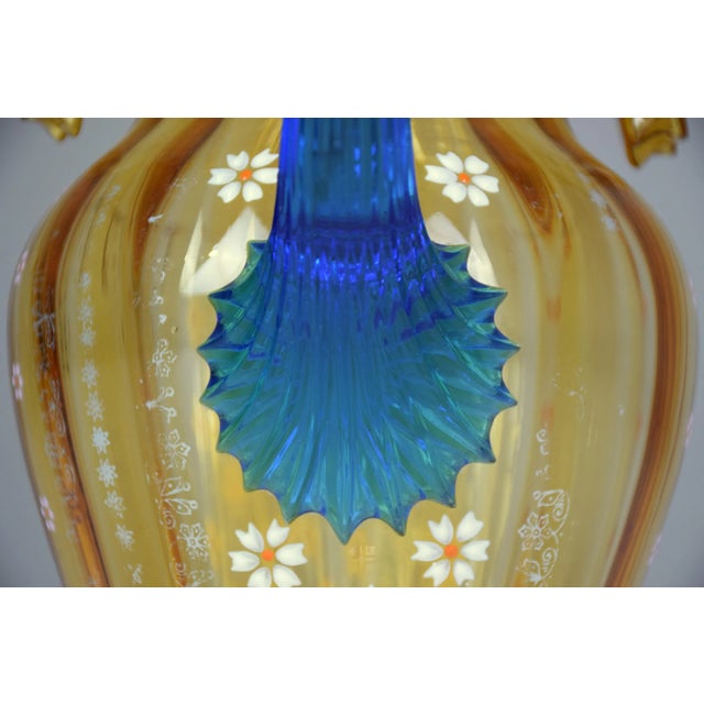 Italian Murano Liberty-Style Blue and Yellow Glass Pitcher, 20th Century For Sale - Image 9 of 12