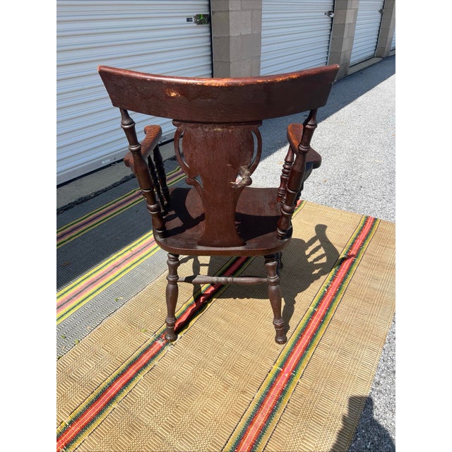 Antique American Oak Carved Armchair by Hubbard & Eldridge Co, Circa 1900’s For Sale - Image 6 of 12