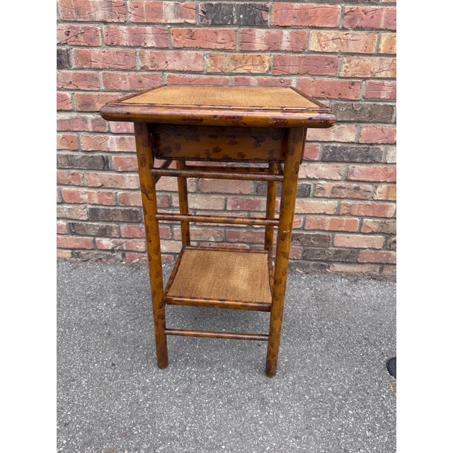 Brown 20th Century Bamboo Table With Drawer For Sale - Image 8 of 8