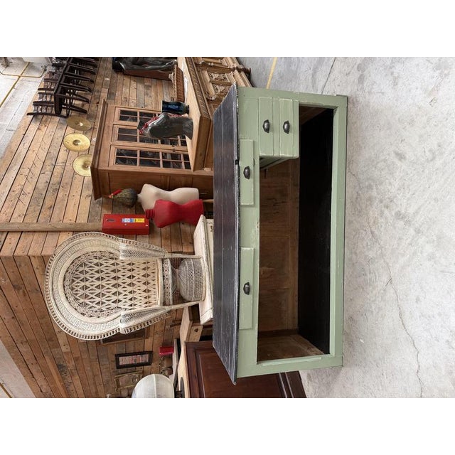 Wood Sage Green and Black Wooden Retail Counter For Sale - Image 7 of 17