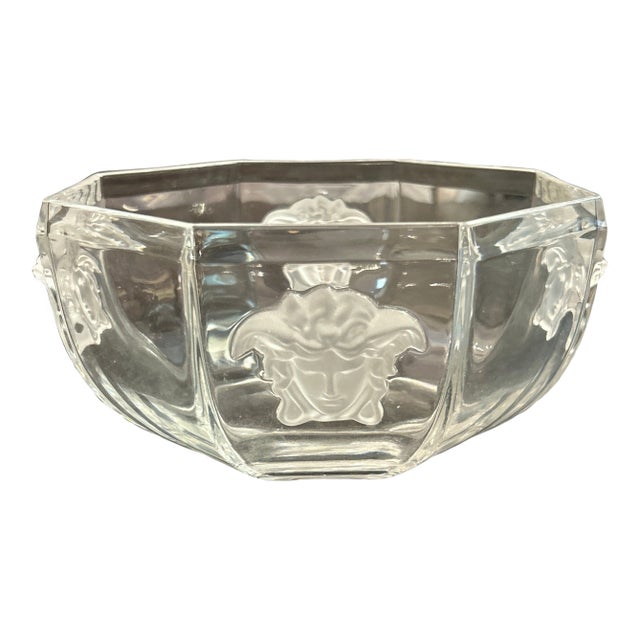 Versace by Rosenthal Crystal Medusa Faceted Bowl For Sale
