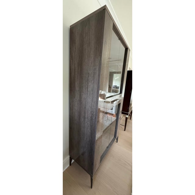 2010s Scandinavian Design Made in Italy Alf Italia Matera 2-Door Curio Oak Veneer Modern Contemporary Curio Cabinet For Sale - Image 5 of 7