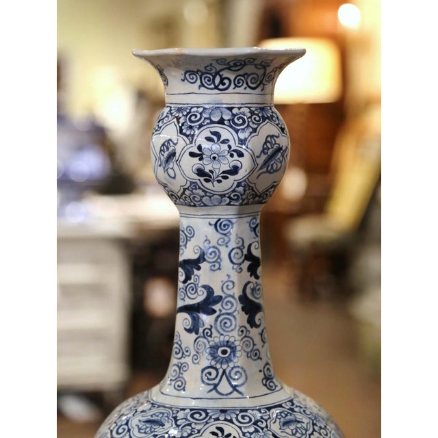 Late 19th Century 19th Century French Blue and White Delft Faience Vase With Windmill Scenes For Sale - Image 5 of 13
