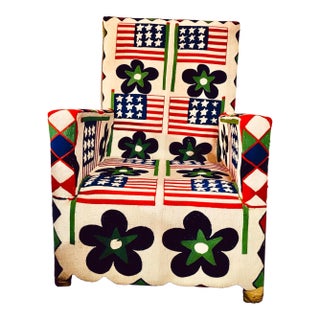 Vintage Nigerian Yoruba Style Hand-Beaded Armchair For Sale