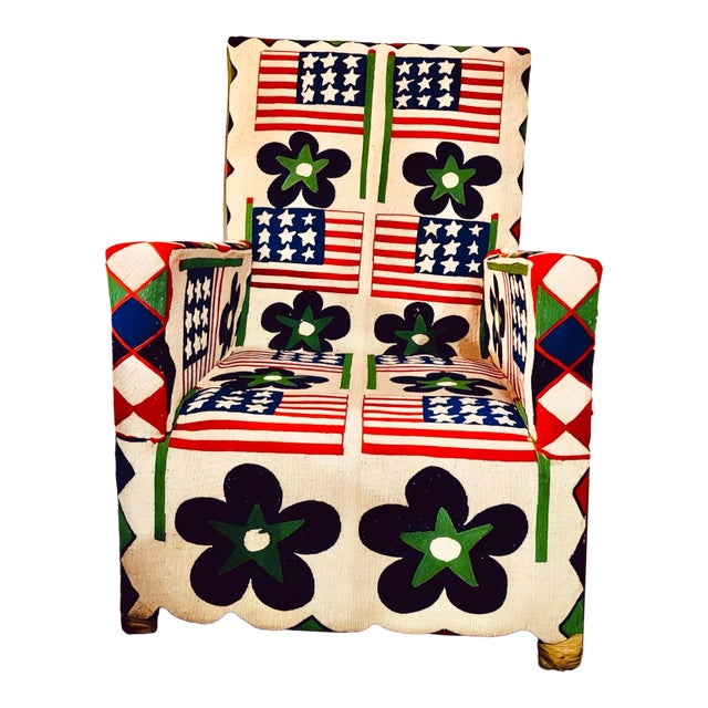 Vintage Nigerian Yoruba Style Hand-Beaded Armchair For Sale