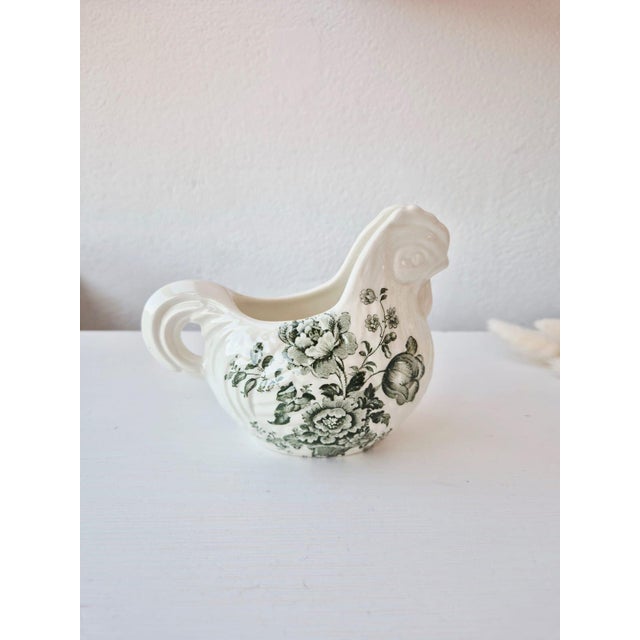 Vintage English Green Transferware Vanity Set by Crown Devon Fieldings, 1940s, Set of 3 For Sale - Image 12 of 15