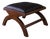 Leather and Rosewood X Frame Ottoman or Footstool With Brass Nailhead Trim For Sale