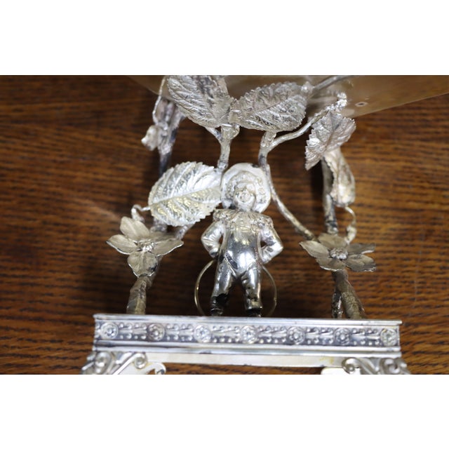 Victorian Figural Silver-Plate Tazza With Engraved Floral Tray For Sale - Image 15 of 18