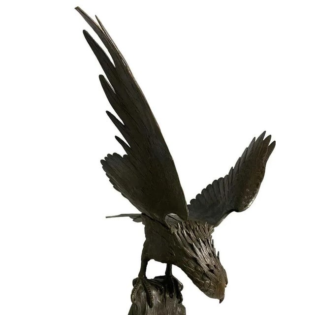 Antique Japanese Bronze Eagle from the Meiji Period, 19th Century For Sale - Image 10 of 14