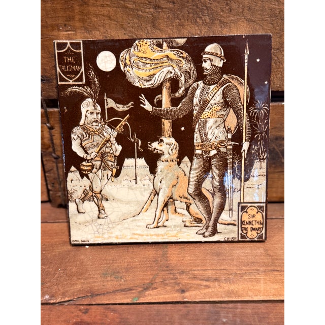 Ceramic Antique Minton China Works Tile Set c.1880 Sir Walter Scott Waverley Scenes For Sale - Image 7 of 14