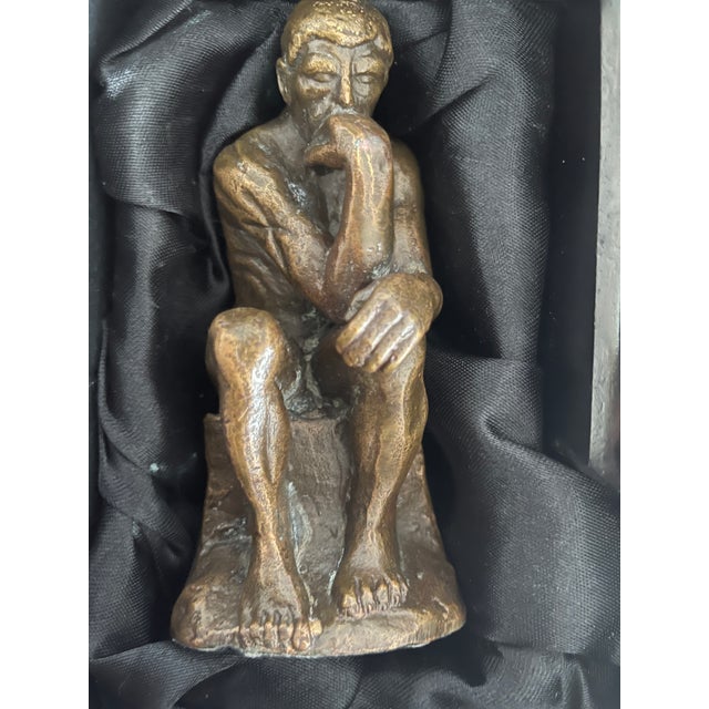 Decorative Bronze Reproduction Sculpture of The Thinker after Auguste Rodin from Hachette For Sale - Image 6 of 12