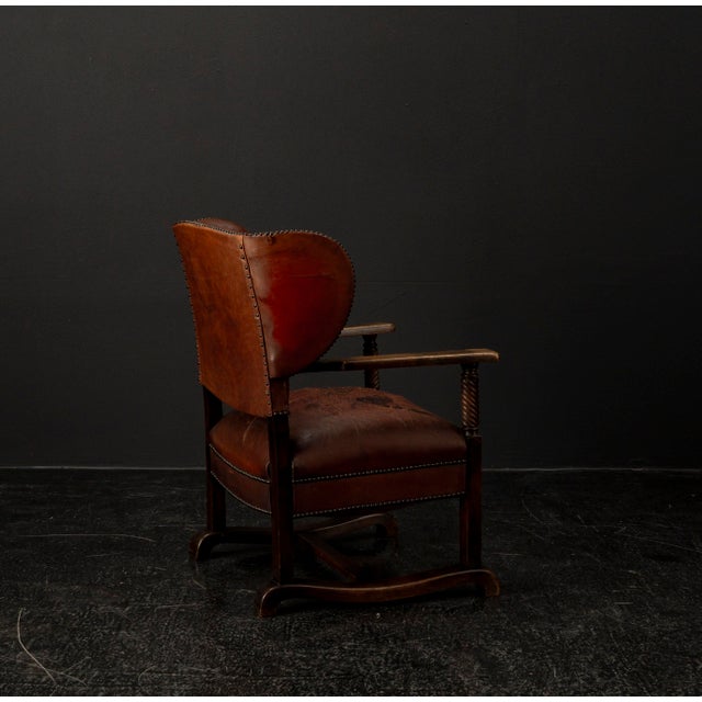Vintage Leather Chimney Armchair 1920s For Sale - Image 11 of 18