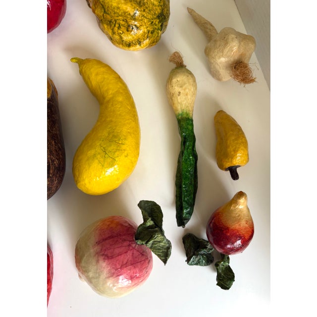 Mid 20th Century Set of 14 Vintage Hand-Painted Papier-Mâché Vegetable Collection For Sale - Image 5 of 9