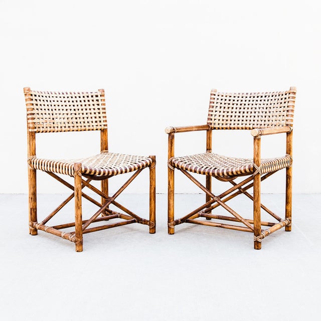 Vintage McGuire Antalya Dining Chairs in Bamboo & Laced Rawhide For Sale - Image 11 of 18
