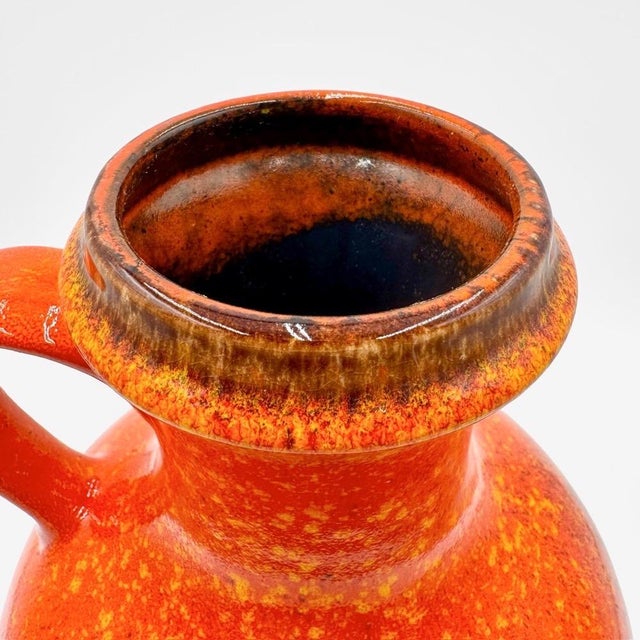 1970s Orange Ceramic Ball Vase with Handle from Jasba, 1970s For Sale - Image 5 of 9