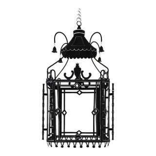 Black and White Tole Lantern Chandelier For Sale