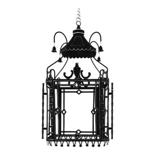 Black and White Tole Lantern Chandelier For Sale