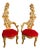 Mid 20c Italian Baroque Gold Red Velvet Side Chairs - Pair For Sale