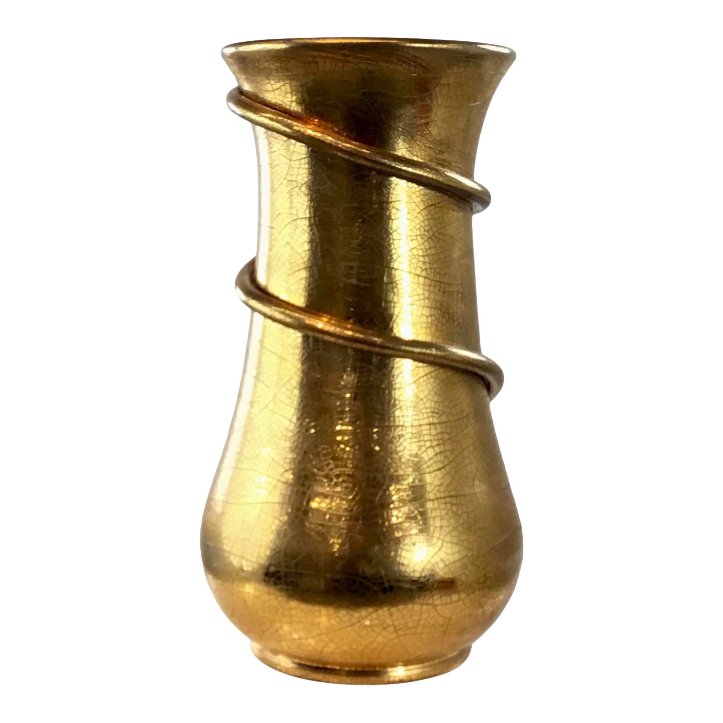 Global Views Modern Gold Crackle Large Etruscan Vase Chairish