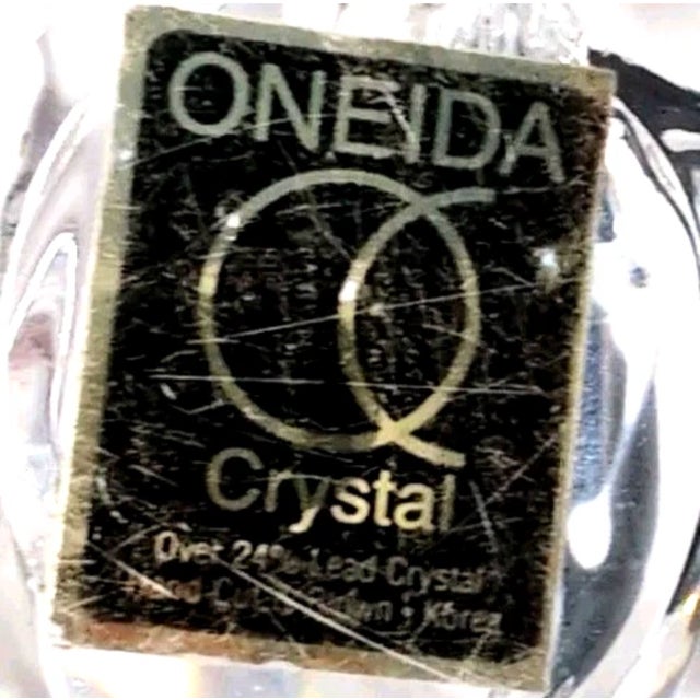 1980s VTG Oneida Bunny Rabbit Figurines Set of 2 Lead Crystal Clear Hand Cut & Blown For Sale - Image 5 of 8