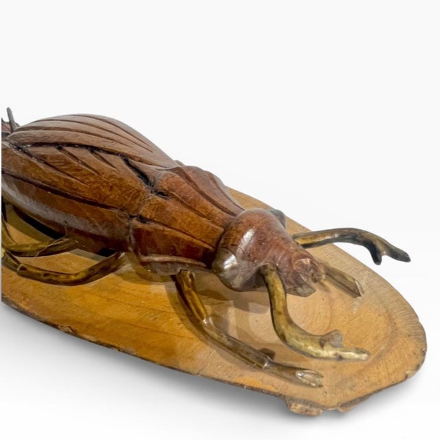 Set of 2 Vintage French Provincial Hand Carved Wood Folk Tramp Art Bugs Insect For Sale - Image 10 of 18