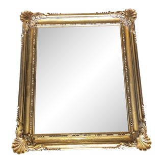 1950s French Style Golden Ornate Wall Regal Mirror For Sale