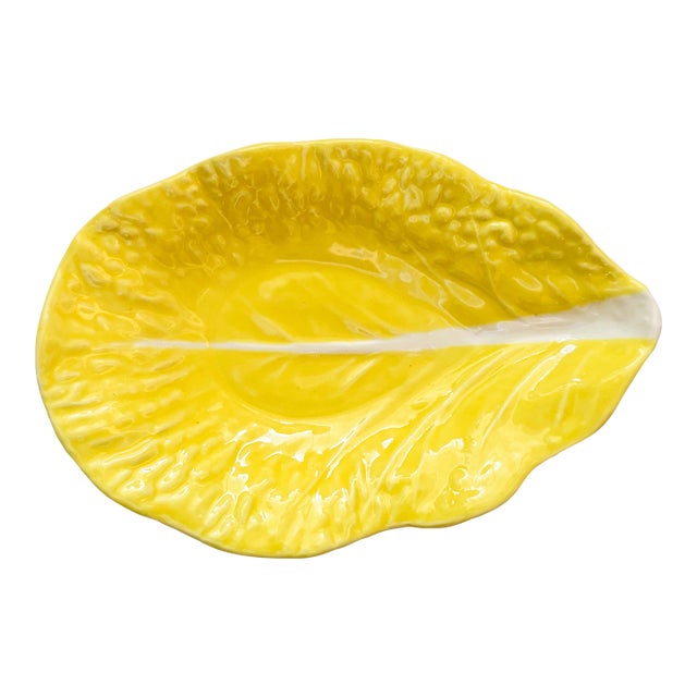 1970s Secla Yellow Cabbage Leaf Serving Dish, Portugal For Sale
