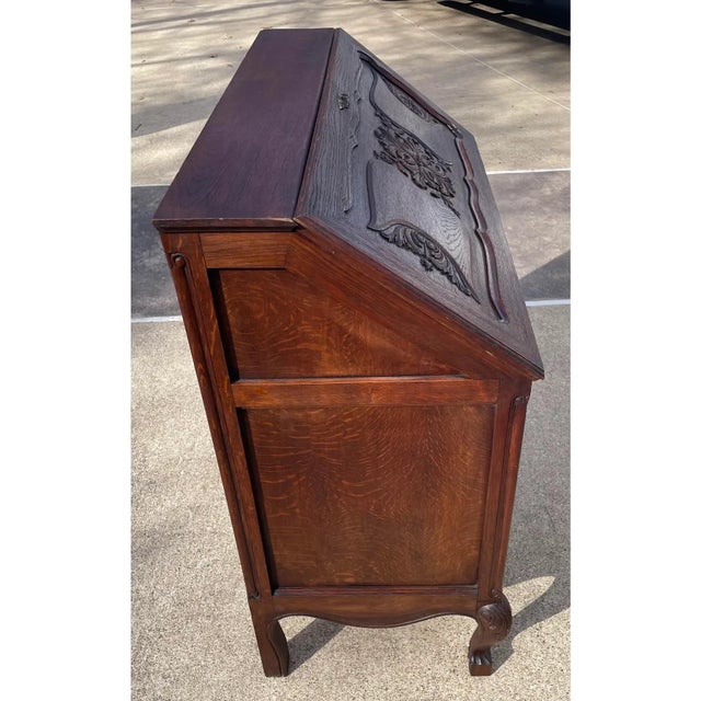French Vintage French Carved Secretary Desk For Sale - Image 3 of 8