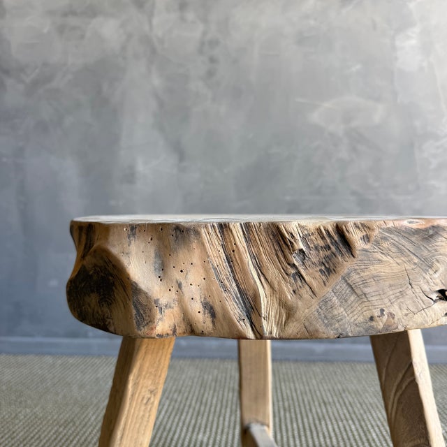 Wood Vintage Elm Wood Chop Block Table For Sale - Image 7 of 8