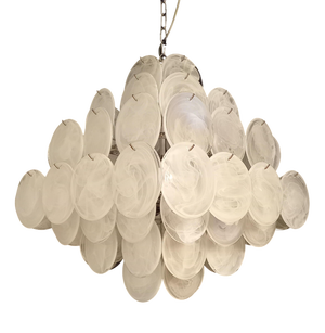 Vintage Alabaster Murano Glass Disc Chandelier from Mazzega, Venice, Italy, 1981