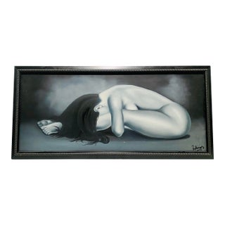 1990s Expressionist Figurative Nude Oil Painting on Canvas in the Style of Harvey Edwards ‘ Silent Shadow’ For Sale