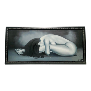 1990s Expressionist Figurative Nude Oil Painting on Canvas in the Style of Harvey Edwards ‘ Silent Shadow’
