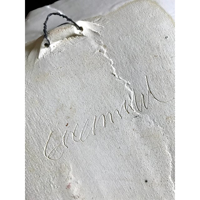 Pink Signed 1980s Large Wall-Mounted Stoneware Art Sculpture For Sale - Image 8 of 9