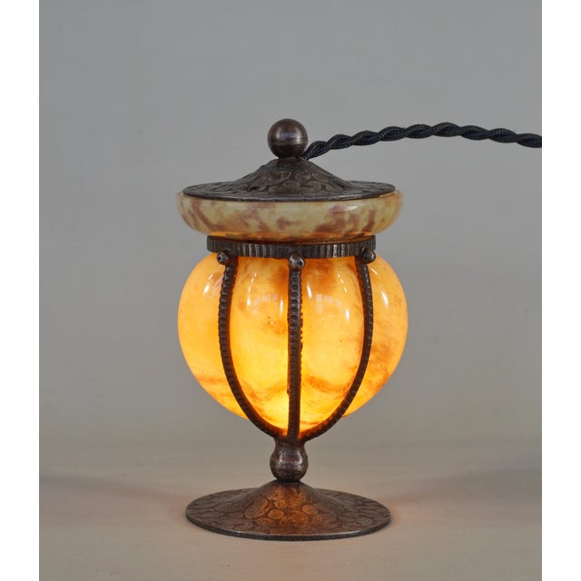 André Delatte A very rare French art deco lamp made around 1925-1930 by André Delatte. This tiny lamp is done in hand...