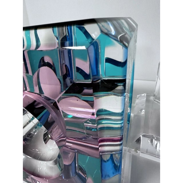 Plastic 1980s Shlomi Haziza Style Large Lucite Prism Sculpture For Sale - Image 7 of 11