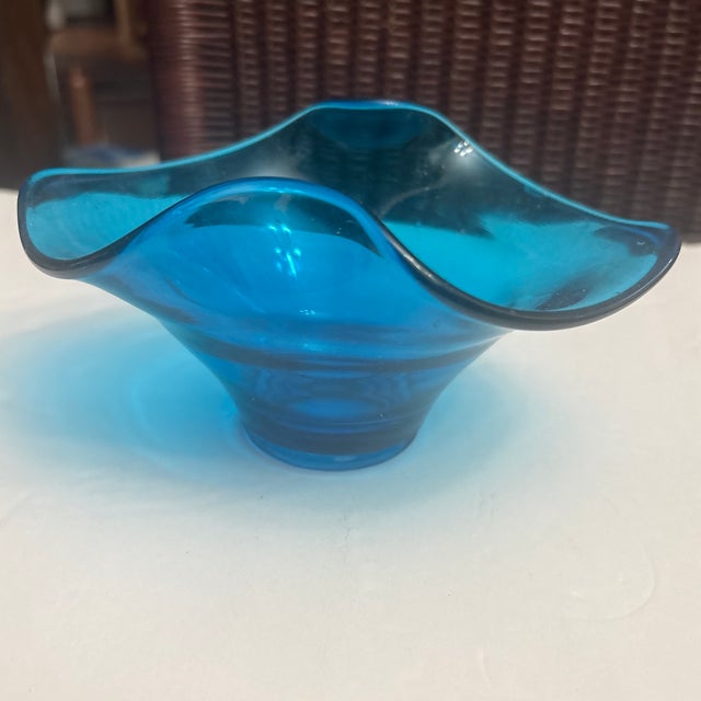 Viking Epic "Bluenique" blue candy dish or bonbon bowl from the 1960s.”Bluenique" (a vibrant blue, sometimes described as...