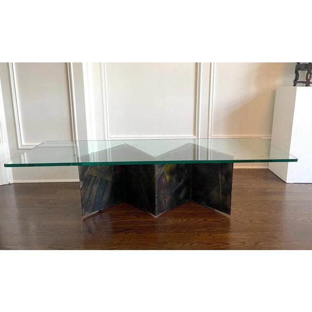 1960s Sculpted Steel Zigzag Coffee Table Base by Paul Evans for Directional For Sale - Image 5 of 12