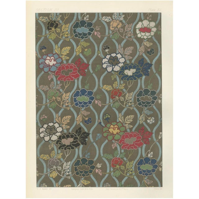 G. A. Audsley, Japanese Floral Textile Pattern Print, 1882, Paper For Sale - Image 3 of 4
