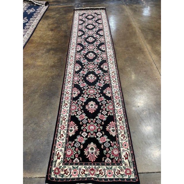 1990s Handwoven Persian Design Indian Rug - 2'7" X 12'0"