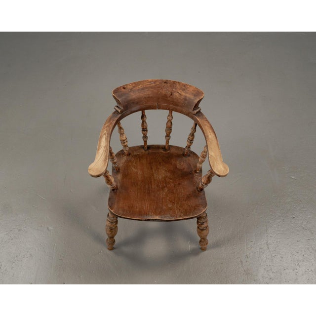 Antique English Elm Wood Captains Chair, 1890s For Sale - Image 13 of 18
