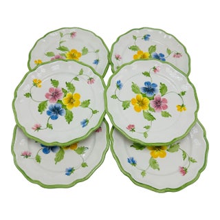 Vintage Floral Plates, Set of 6 For Sale