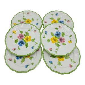 Vintage Floral Plates, Set of 6