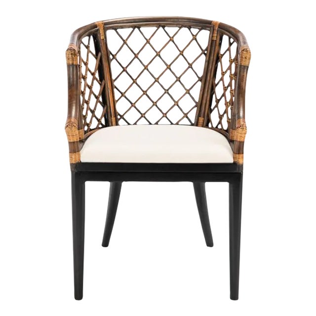 Carlotta Armchair - Natural Wash/Black Legs/White Cushion For Sale