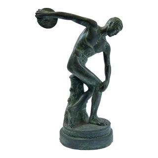 Classical Bronze ‘Discobolus’ Statue – Grand Tour, Greek Master Myron - 17"h For Sale