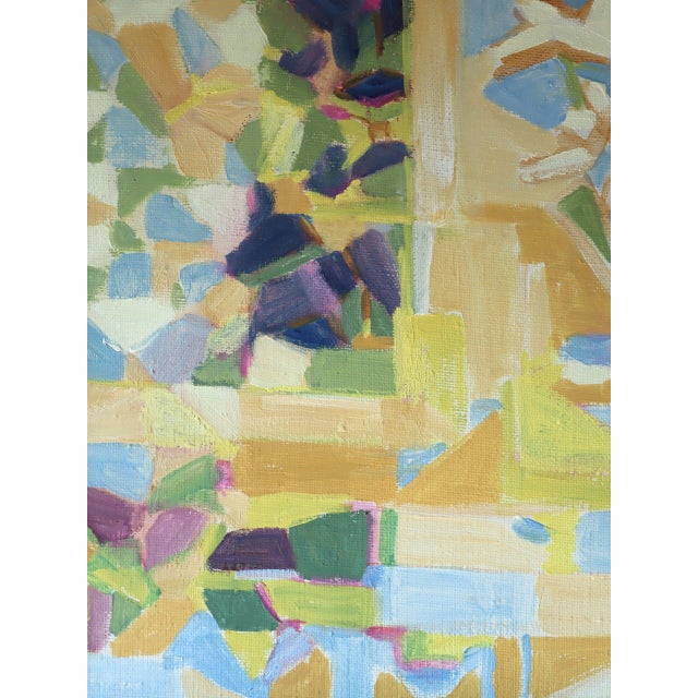 Mid-Century Modern 'Windowlight Mosaic' Vintage Swedish Abstract Oil Painting, Framed For Sale - Image 10 of 11