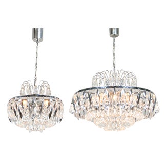 Vintage Viennese Crystal Chandeliers, 1970s, Set of 2 For Sale