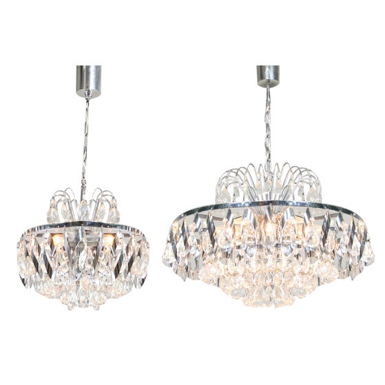 Vintage Viennese Crystal Chandeliers, 1970s, Set of 2 For Sale