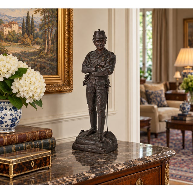 Bronze Charles Anfrie —Rare 24.5” French Belle Époque Patriotic Military Bronze— Salon 1886 For Sale - Image 8 of 8
